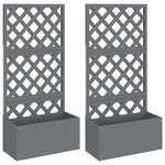 vidaXL Jardinières en treillis 2 Pièces Gris 65x33x135 cm WPC