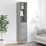 vidaXL Buffet haut Sonoma gris 34 5x34x180 cm Bois d'ingénierie