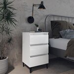 vidaXL Table de chevet avec pieds en métal Blanc brillant 40x35x69 cm