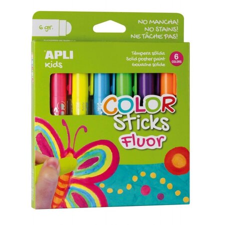 Gouache solide 6 crayons Fluo (6g)