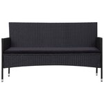 vidaXL Salon de jardin 4 Pièces avec coussins Résine tressée Noir