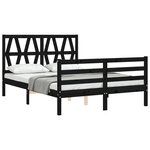 vidaXL Cadre de lit avec tête de lit noir 140x190 cm bois massif