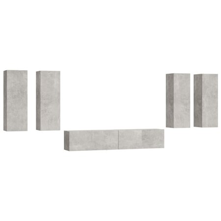 vidaXL Ensemble de meubles TV 6 Pièces Gris béton Bois d'ingénierie