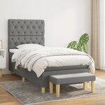 vidaXL Lit à sommier tapissier avec matelas Gris foncé 80x200 cm Tissu