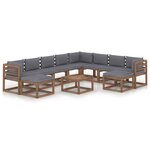 vidaXL Salon de jardin 11 Pièces avec coussins Anthracite