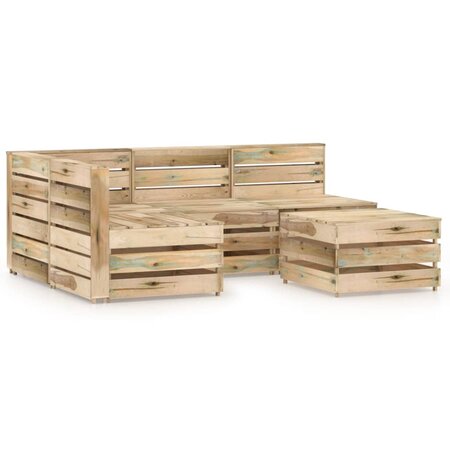 vidaXL Salon de jardin 5 Pièces Bois de pin imprégné de vert