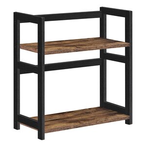 Étagère à épices étagère de rangement à 2 niveaux organisateur de bureau cadre en bambou pour cuisine salle à manger bureau 43 cm marron rustique et noir