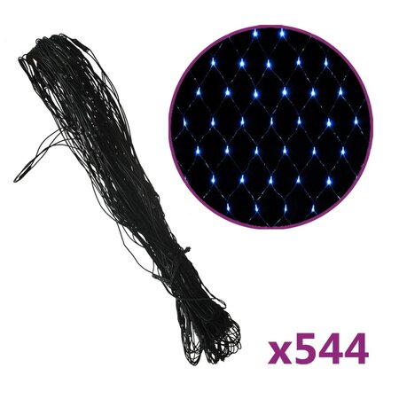 vidaXL Filet lumineux bleu de Noël 4x4 m 544 LED Intérieur/extérieur