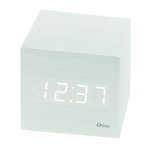Thermomètre cube finition effet bois blanc cérusé - otio