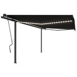 vidaXL Auvent automatique avec capteur de vent et LED 4x3 m Anthracite