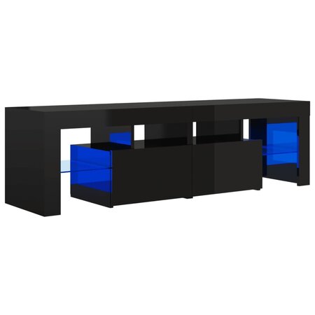 vidaXL Meuble TV avec lumières LED noir brillant 140x36 5x40 cm