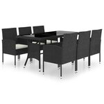 vidaXL Ensemble à dîner de jardin 7 Pièces Résine tressée Noir
