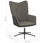 vidaXL Chaise de relaxation avec repose-pied Gris foncé Velours et PVC