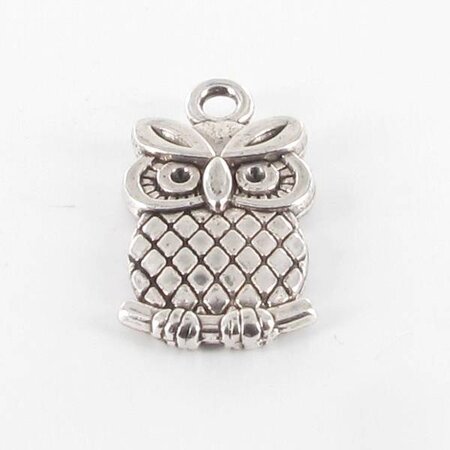 Breloque en métal Hibou Argenté (10 pièces)
