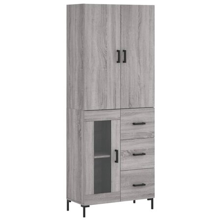 vidaXL Buffet haut Sonoma gris 69 5x34x180 cm Bois d'ingénierie