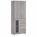 vidaXL Buffet haut Sonoma gris 69 5x34x180 cm Bois d'ingénierie