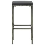 vidaXL Tabourets de bar avec coussins lot de 3 gris résine tressée