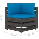 vidaXL Salon de jardin 3 Pièces avec coussins Bois imprégné de gris