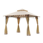 Tonnelle barnum style colonial dim. 3L x 3l x 2 7H m double toit 4 moustiquaires latérales avec zip beige