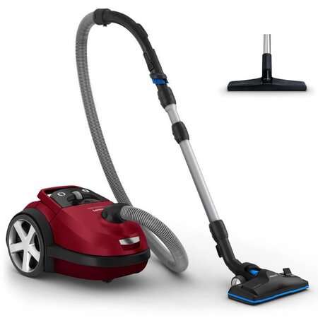 Philips fc8781/09 aspirateur avec sac performer silent - silencieux 66db - brosse triactive pro - rouge