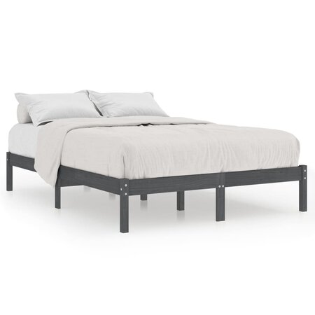 vidaXL Cadre de lit Gris Bois de pin massif 200x200 cm