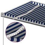vidaXL Auvent automatique capteur de vent et LED 5x3 m Bleu et blanc