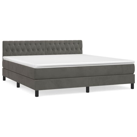 vidaXL Lit à sommier tapissier et matelas Gris foncé 180x200cm Velours