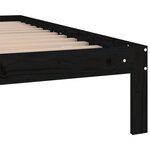 vidaXL Cadre de lit Noir Bois massif 75x190 cm Petit simple
