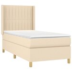 vidaXL Sommier tapissier avec matelas et LED Crème 90x200 cm Tissu