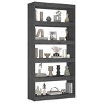 vidaXL Bibliothèque/Séparateur de pièce Gris 80x30x167 4 cm Pin solide