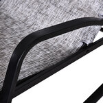 Fauteuil à bascule dossier inclinable réglable chaise longue pliable dim. 90L x 64l x 108H cm métal époxy noir textilène gris chiné