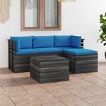vidaXL Salon palette de jardin 5 Pièces avec coussins Bois de pin massif