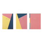 Lot De 3 Carnets A5 Lignés - Bleu  Rose  Jaune - Draeger paris