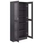 vidaXL Armoire à vitrine Gris brillant 82 5x30 5x185 5 cm Aggloméré