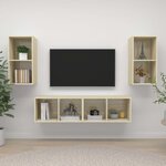 vidaXL Meubles TV muraux 4 Pièces Chêne sonoma Aggloméré