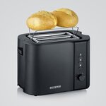 SEVERIN AT9552 Grille-pain, 2 fentes pour 2 tranches : griller, dégeler et réchauffer, support viennoiseries, centrage auto, Noir