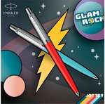 Jotter OG Glam Rock 70’s - 2 Stylos bille - Bleu Azur + Vermillon - recharge bleue pointe moyenne - sous blister