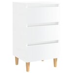 vidaXL Table de chevet avec pieds en bois Blanc brillant 40x35x69 cm