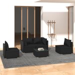 vidaXL Salon de jardin 5 Pièces avec coussins Résine tressée Noir