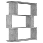 vidaXL Bibliothèque/Séparateur de pièce Gris béton 80x24x96 cm