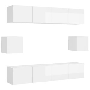 vidaXL Ensemble de meuble TV 6 Pièces Blanc brillant Aggloméré