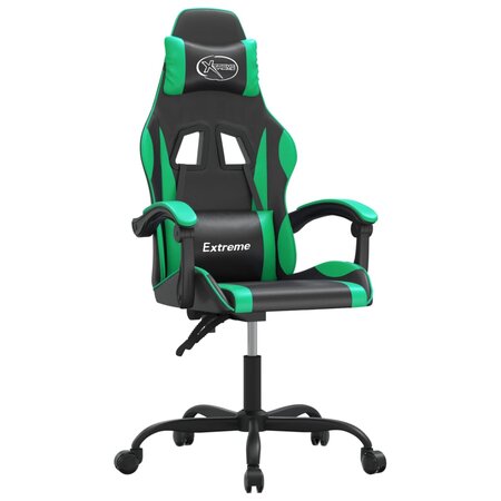 vidaXL Chaise de jeu pivotante Noir et vert Similicuir