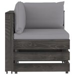 vidaXL Salon de jardin 6 Pièces avec coussins Bois imprégné de gris