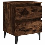 vidaXL Tables de chevet pieds en métal 2 Pièces Chêne fumé 40x35x50 cm