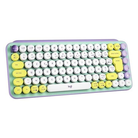 Clavier sans fil logitech pop keys mécanique avec touches emoji personnalisables  bluetooth ou usb  design compact durable - menthe