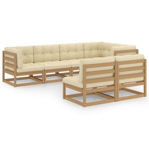 vidaXL Salon de jardin 7 Pièces avec coussins Bois de pin massif