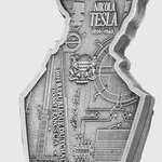 NIKOLA TESLA Shaped 2 onces argent monnaie 10000 Francs Chad 2023