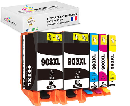 5 cartouche d'encre compatibles avec hp 903xl b2c1m1y1