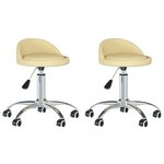vidaXL Chaises pivotantes à manger lot de 2 crème similicuir