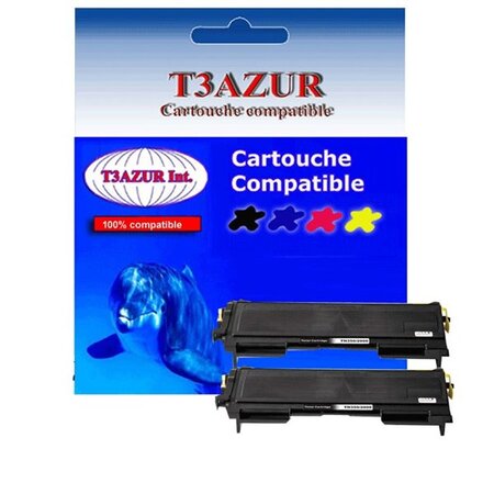 2 Toners compatibles avec Brother TN2000, TN2005 pour Brother HL2050, HL2070N - 2 500 pages - T3AZUR